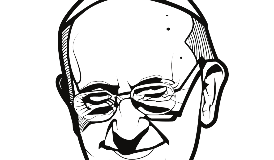 Blanco y negro retrato de Jorge Mario Bergoglio, Papa Francisco. Vector Portal