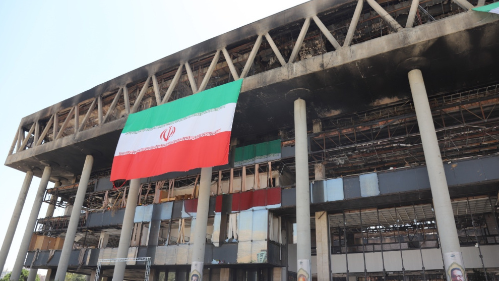 Imagen de archivo del edificio de la Radiodifusión de la República Islámica de Irán (IRIB), dañado por un ataque israelí.Iranian Presidency