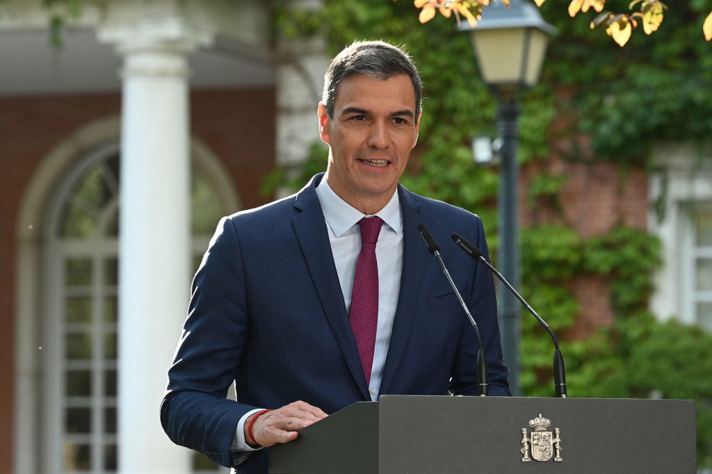 Pedro Sánchez en una rueda de prensa